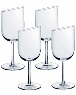 New 🥰 Villeroy & Boch Newmoon Set Of 4 Glass White Wine Clarets Home Drinkware 🛒