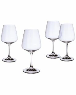 Promo 🎁 Villeroy & Boch Ovid Set Of 4 Red Wine Glasses Home Dinnerware 🛒
